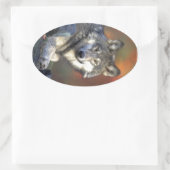 Sticker Ovale Beau loup (Sac)
