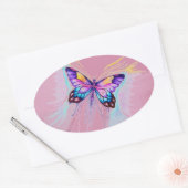Sticker Ovale Beau Papillon (Enveloppe)