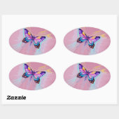 Sticker Ovale Beau Papillon (Feuille)
