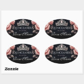 Sticker Ovale Beau Rose espagnol Quinceañera (Feuille)