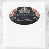 Sticker Ovale Beau Rose espagnol Quinceañera (Sac)