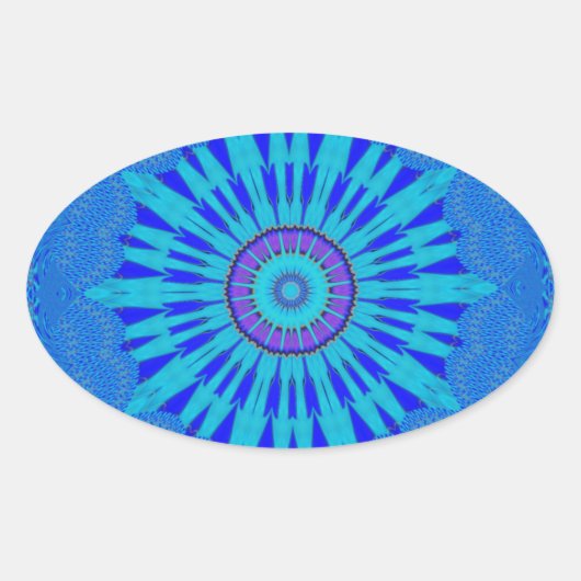 Sticker Ovale Beau Royal Blue Mandala Art Imprimer (Devant)