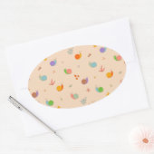 Sticker Ovale Beau tablier avec escargots et fleurs (Enveloppe)