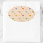 Sticker Ovale Beau tablier avec escargots et fleurs (Sac)