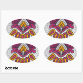Sticker Ovale Beau tissu africain coloré Motif Art Imprimer (Feuille)