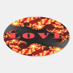 Sticker Ovale Beau univers coloré extraordinaire Love text