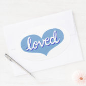 Sticker Ovale Beaucoup aimé - coeur d'amour bleu - (Enveloppe)