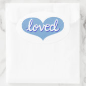 Sticker Ovale Beaucoup aimé - coeur d'amour bleu - (Sac)