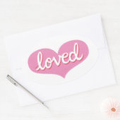 Sticker Ovale Beaucoup aimé - Coeur d'amour rose - (Enveloppe)