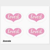 Sticker Ovale Beaucoup aimé - Coeur d'amour rose - (Feuille)