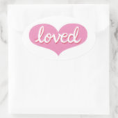 Sticker Ovale Beaucoup aimé - Coeur d'amour rose - (Sac)