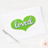 Sticker Ovale Beaucoup aimé - Coeur d'amour vert - (Enveloppe)
