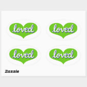 Sticker Ovale Beaucoup aimé - Coeur d'amour vert - (Feuille)