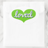 Sticker Ovale Beaucoup aimé - Coeur d'amour vert - (Sac)