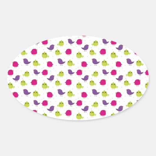 Sticker Ovale Beaux oiseaux colorés (Devant)
