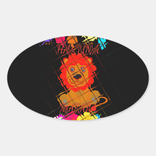 Sticker Ovale Bébé adorable Lion Art Design Motif