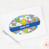 Sticker Ovale Bébé Animaux Arrière - plan (Enveloppe)