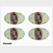 Sticker Ovale Bébé écureuils gris Noël (Feuille)