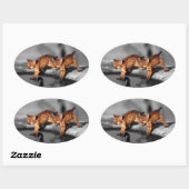Sticker Ovale Bébé léopards (Feuille)