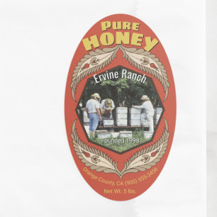 Sticker Ovale Beekeeper Photo Insertion Jar de miel Vertical