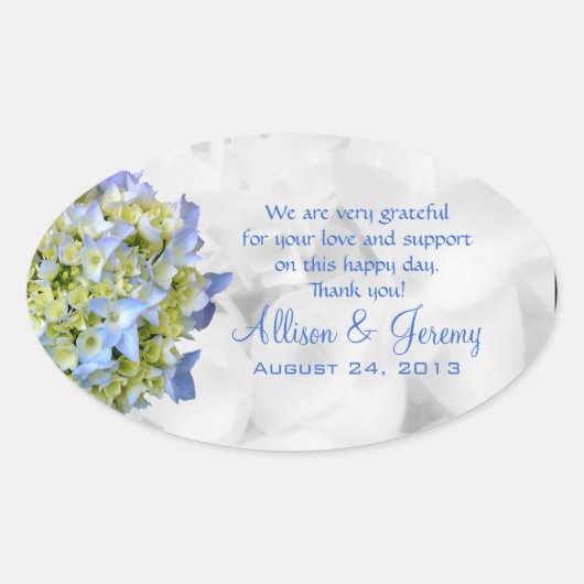 Sticker Ovale Bella Blue Mariage Hydrangea Oval Favoriser Étique (Devant)