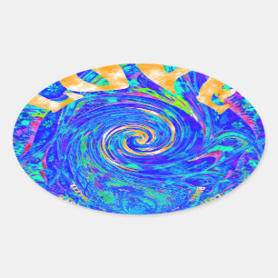 Sticker Ovale Belle Amour Bleu Bleu Imprimer Art vectoriel Flash