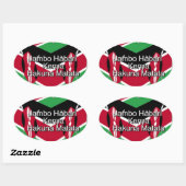 Sticker Ovale Belle Belle Cube Kenyane Drapeau avec salutation (Feuille)