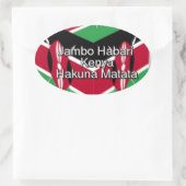 Sticker Ovale Belle Belle Cube Kenyane Drapeau avec salutation (Sac)
