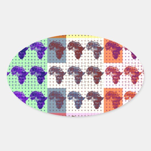 Sticker Ovale Belle carte africaine À damiers Pap art ethnique (Devant)