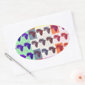 Sticker Ovale Belle carte africaine À damiers Pap art ethnique (Enveloppe)