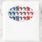 Sticker Ovale Belle carte africaine À damiers Pap art ethnique (Sac)