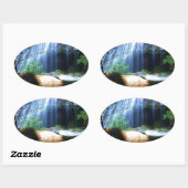 Sticker Ovale Belle Cascade Paysage de la Jungle (Feuille)