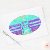 Sticker Ovale Belle Happy Holidays Blue Cyan conception vectorie (Enveloppe)