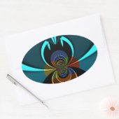 Sticker Ovale Belle impression Cyan Abstrait Art (Enveloppe)