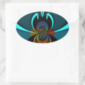 Sticker Ovale Belle impression Cyan Abstrait Art (Sac)