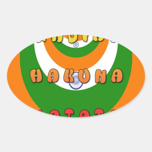 Sticker Ovale Belle Inde couleurs drapeau national Hakuna Matata (Devant)