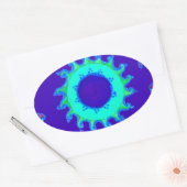 Sticker Ovale Belle Iridescente Blue Floral Art peinture à l'hui (Enveloppe)