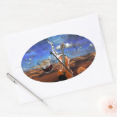 Sticker Ovale Belle musique notes violon splatter piano tambours (Enveloppe)