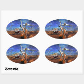 Sticker Ovale Belle musique notes violon splatter piano tambours (Feuille)