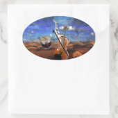 Sticker Ovale Belle musique notes violon splatter piano tambours (Sac)