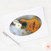Sticker Ovale Belle note musicale de guitare acoustique (Enveloppe)