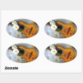 Sticker Ovale Belle note musicale de guitare acoustique (Feuille)