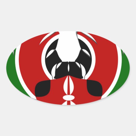 Sticker Ovale Belle Tapisserie kenyane : Drapeau kényan Papillon (Devant)