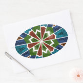 Sticker Ovale Belle Tendance asiatique Textile Design Art (Enveloppe)