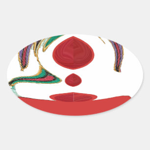 Sticker Ovale Belles couleurs rouge, blanc, violet, vert texture