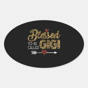 Sticker Ovale Béni D'Être Appelé Gigi Leopart Rouge Plaid