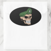 Sticker Ovale Beret vert crâne (Sac)