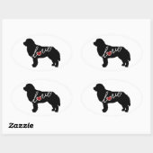 Sticker Ovale Bernese Mountain Dog Love (Feuille)