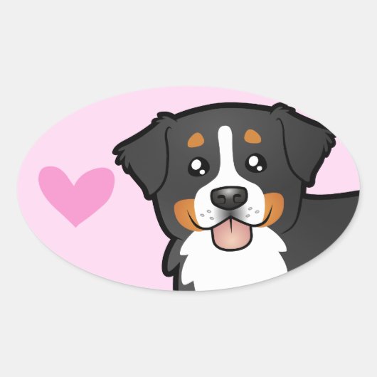 Sticker Ovale Bernese Mountain Dog Love (Devant)
