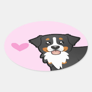 Sticker Ovale Bernese Mountain Dog Love
